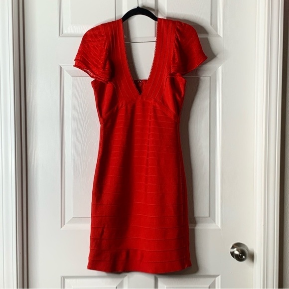 Beautiful Red Unbranded Womens Bandage Bodycon Sexy 𝐑𝐞𝐝 𝐃𝐫𝐞𝐬𝐬 Sz L - Picture 2 of 6